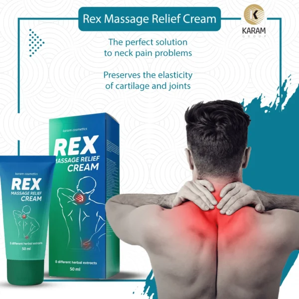 REX Massage Relief Cream for pain relief.